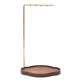 适意沐堂黑胡桃木黄铜笔挂笔架毛笔收纳文房雅器多功能实木底座简约文艺摆件创意毛笔架书法新中式桌面置物架