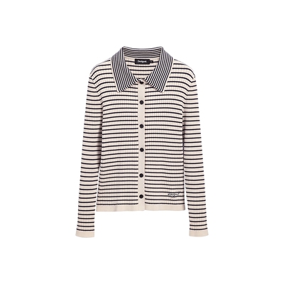 Desigual大西瓜【博主同款】25秋冬新品条纹翻领修身女士针织衫