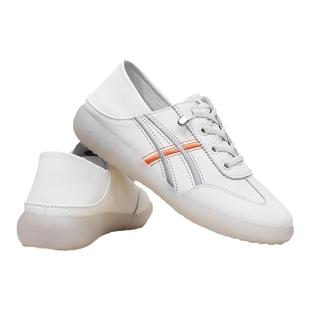 三只羊真皮单鞋女2026新款四季休闲百搭一脚蹬妈妈鞋软底小白鞋女