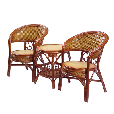 藤椅三件套茶几组合老人休闲椅子