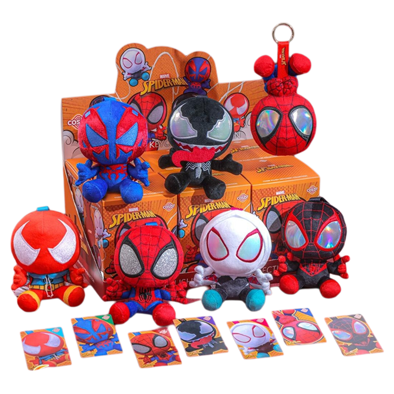 正版HotToys蜘蛛侠COSBI毛绒挂件盲盒漫威毒液公仔男孩生日礼物