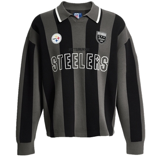 SEASON HIGHNFL联名2025年秋季新款男装针织衫拼色翻领长袖上衣