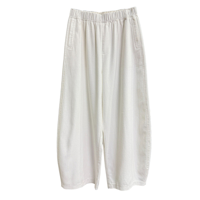 宽松亚麻松紧腰休闲镰刀九分裤