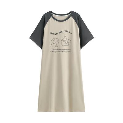 芬腾睡裙女纯棉短袖睡衣连衣裙子