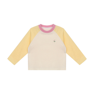 小o爸女婴童 女宝宝t恤长袖2026春季百搭棉圆领婴儿插肩袖上衣