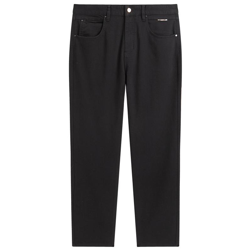 太平鸟男装 休闲牛仔裤潮流时尚挺括舒适黑色紧身牛仔裤男士长裤