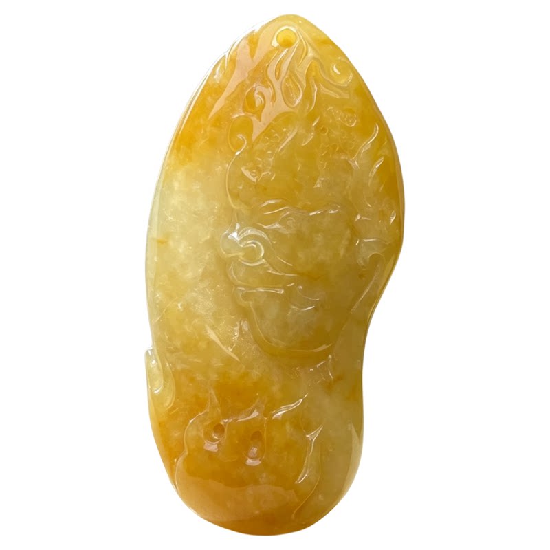 翠贵黄翡火焰祥纹龙腾纳福吊坠