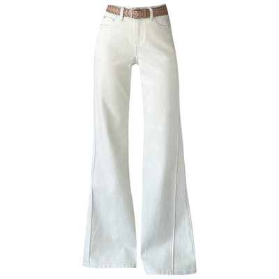 春季宽松四面弹女牛仔微筒喇叭裤