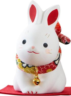 药师窑兔子陶瓷摆件招福日式手工