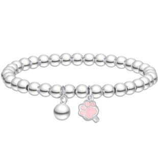 潮宏基趣玩s925银手链猫爪银珠银饰手串亲子宝宝手饰周岁礼物儿童