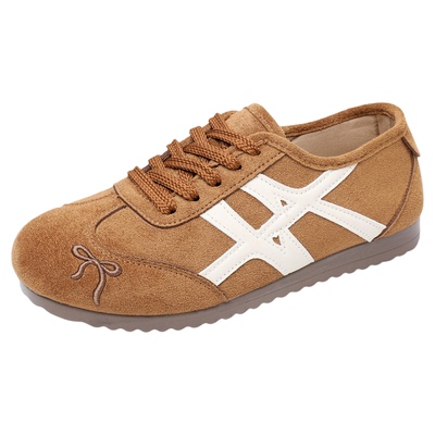 复古系带德训鞋女单鞋