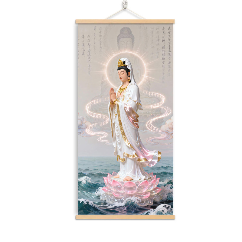 新款观音菩萨画像佛堂挂画结缘供奉客书房厅玄关背景墙装饰画