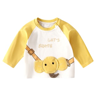 马卡乐宝宝长袖t恤纯棉男女童春季婴儿内搭上衣薄款儿童打底衫a类