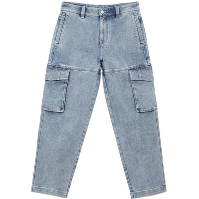 杰克琼斯拉链淡蓝色牛仔裤