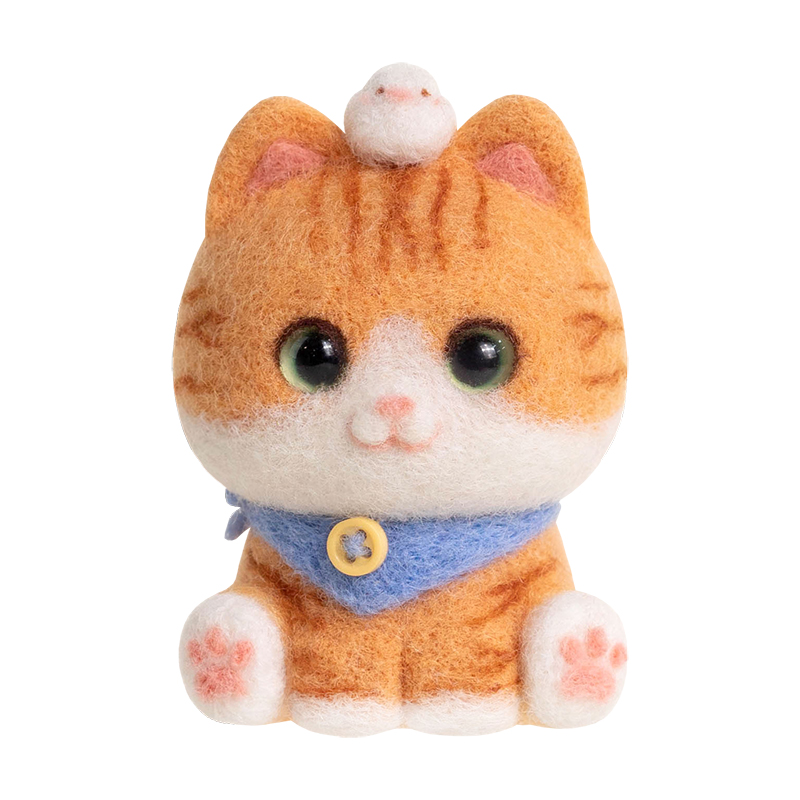 BIABIA羊毛毡戳戳乐diy材料包情侣送生日礼物手工小猫玩偶挂件