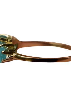 天然海蓝宝石原石戒指10K黄金