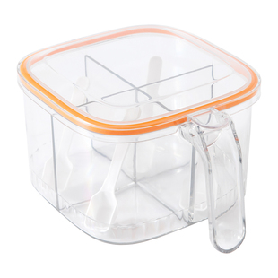 调料盒厨房家用带盖套装一体四格亚克力调味罐密封佐料盐瓶罐商用