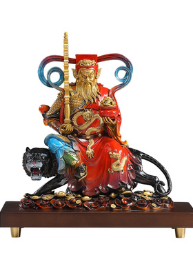 铜骑虎武财神赵公明神像五路财神摆件骑黑虎供奉门店开业招财摆件