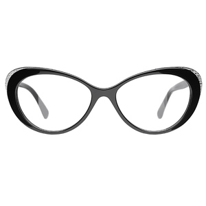 新款时尚猫眼蓝光眼镜女小红书同款黑色板材潮流摩登范镜框ch3405
