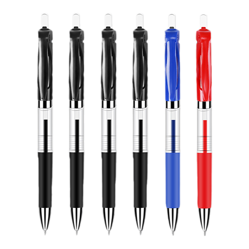 36支按动中性笔水笔学生用考试碳素黑色水性签字笔芯0.5mm按压式k35子弹头圆珠笔墨蓝黑红笔教师办公文具用品