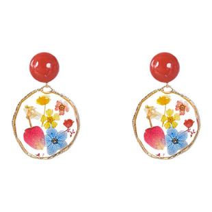 法式复古干花滴釉耳环女2026新款爆款高级感耳钉耳坠夏日独特耳饰