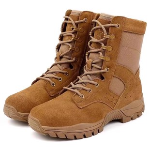 新式登山鞋男女棕色超轻侧拉链沙漠靴户外登山徒步保安鞋训练靴