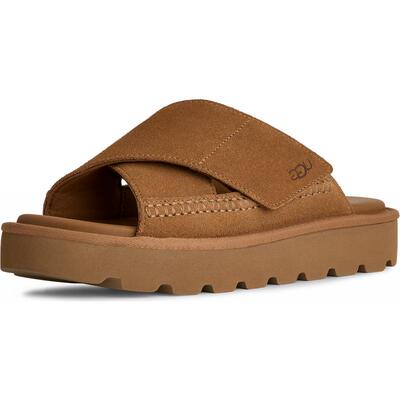 UGG纯色厚底露趾休闲交叉一字拖