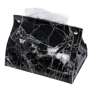北欧薄款个性大理石纹简约皮革纸巾盒车载家用办公室多功能抽纸盒