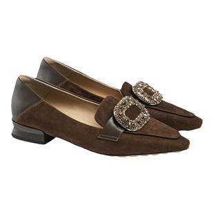 fed复古深口单鞋女秋季新款女鞋水钻低跟通勤鞋女款D0530-ZCA213