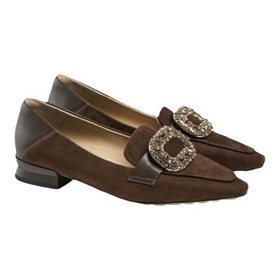 尖头粗跟单鞋女中跟晚宴风时装鞋