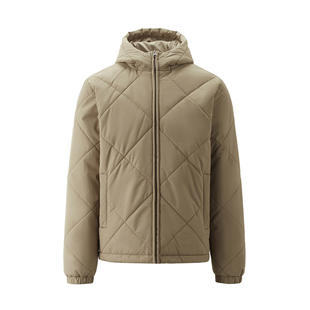 佐丹奴棉衣外套男秋冬新款夹棉保暖菱形格纹连帽棉服夹克01075688