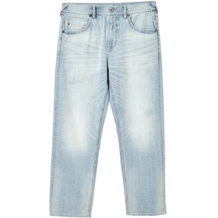 905杰克琼斯男装25年秋季舒适裤清爽磨破锥形九分裤子牛仔裤男款