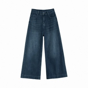复古不贴腿微喇牛仔裤女春季新款大码胖mm宽松显瘦梨形身材阔腿裤