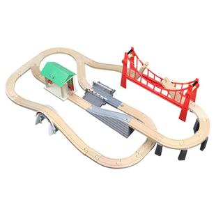 兼容hape火车轨道玩具拓展包配件木质积木儿童小火车电动轨道车木