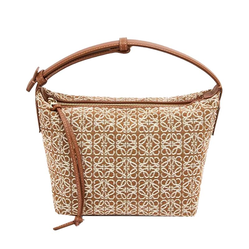 LOEWE罗意威 Cubi27小号饭盒包 经典老花棕色小花单肩手提包