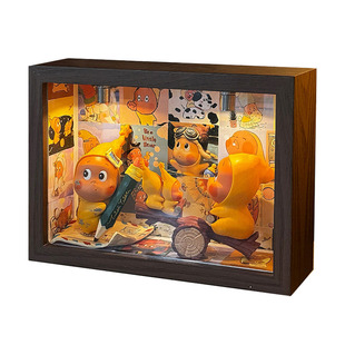 星星人收纳展示柜透明防尘发光展示盒手办泡泡玛特DIY中空相框架