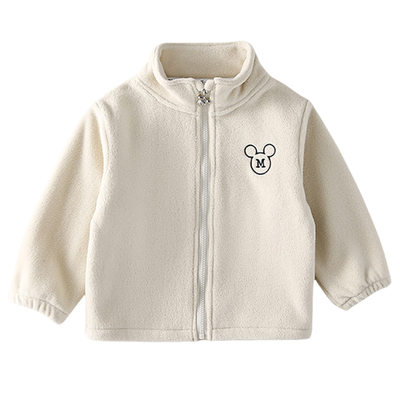 迪士尼童装儿童摇粒绒外套男童春秋抓绒卫衣女童宝宝秋季薄绒上衣