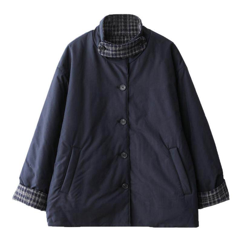 小耳出品【正反两穿/顺滑防风层+色织毛呢格】气质立领棉服外套女