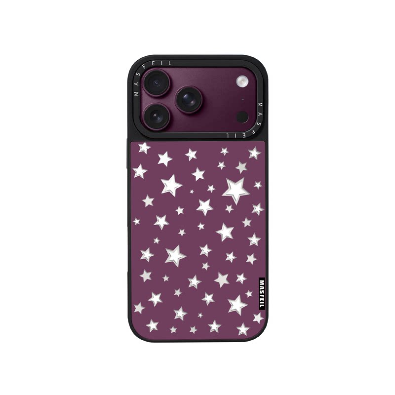 MASFEIL× 紫色繁星适用iPhone18Promax手机壳新款ip16磁吸带支架苹果17Pro套Jo5镜面高级感15简约13pm全包14