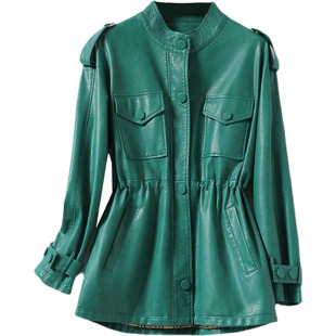 绵羊皮外套女常规收腰皮夹克女士真皮2026春秋新品韩版海宁皮衣女