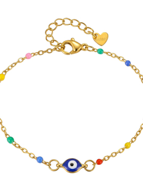 泰爱你彩色米珠链恶魔之眼手链