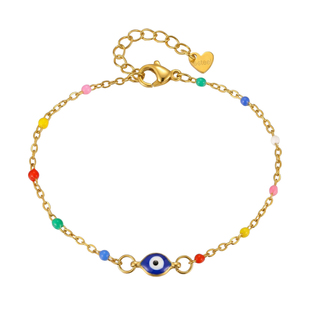 泰爱你时尚休闲彩色米珠链恶魔之眼手链女士个性项链脚链饰品配饰