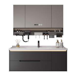 现代轻奢实木浴室柜陶瓷一体盆卫生间洗漱台洗手池洗脸盆柜组合