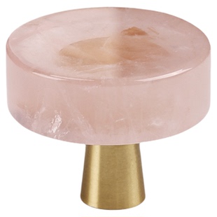 不止铜匠黄铜天然水晶大理石圆形柜门把手抽屉拉手现代简约高级感