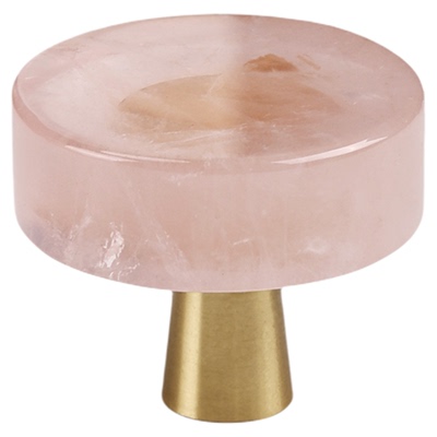 黄铜天然水晶大理石圆形柜门把手