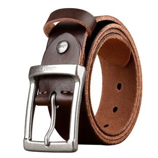 Jeep吉普皮带男士2025新款真皮休闲复古潮针扣头层牛皮裤腰带男款