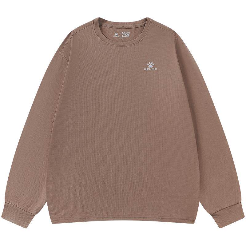 KELME卡尔美男士长袖T恤秋季新款纯色休闲宽松圆领运动上衣体恤衫