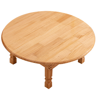 简约实木圆形可折叠矮桌榻榻米飘窗小地桌折叠炕桌收纳省空间木桌