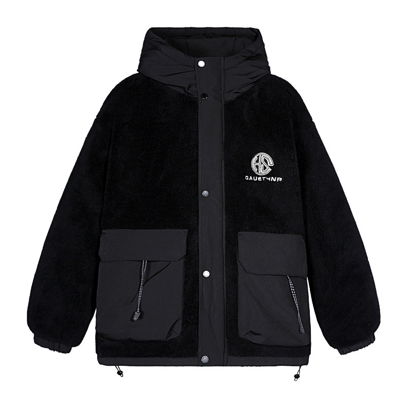 连帽羊羔绒羽绒服休闲防风保暖