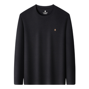 [100%液氨棉]梦特娇男士长袖T恤25秋季圆领纯丝光棉打底体恤抑菌J